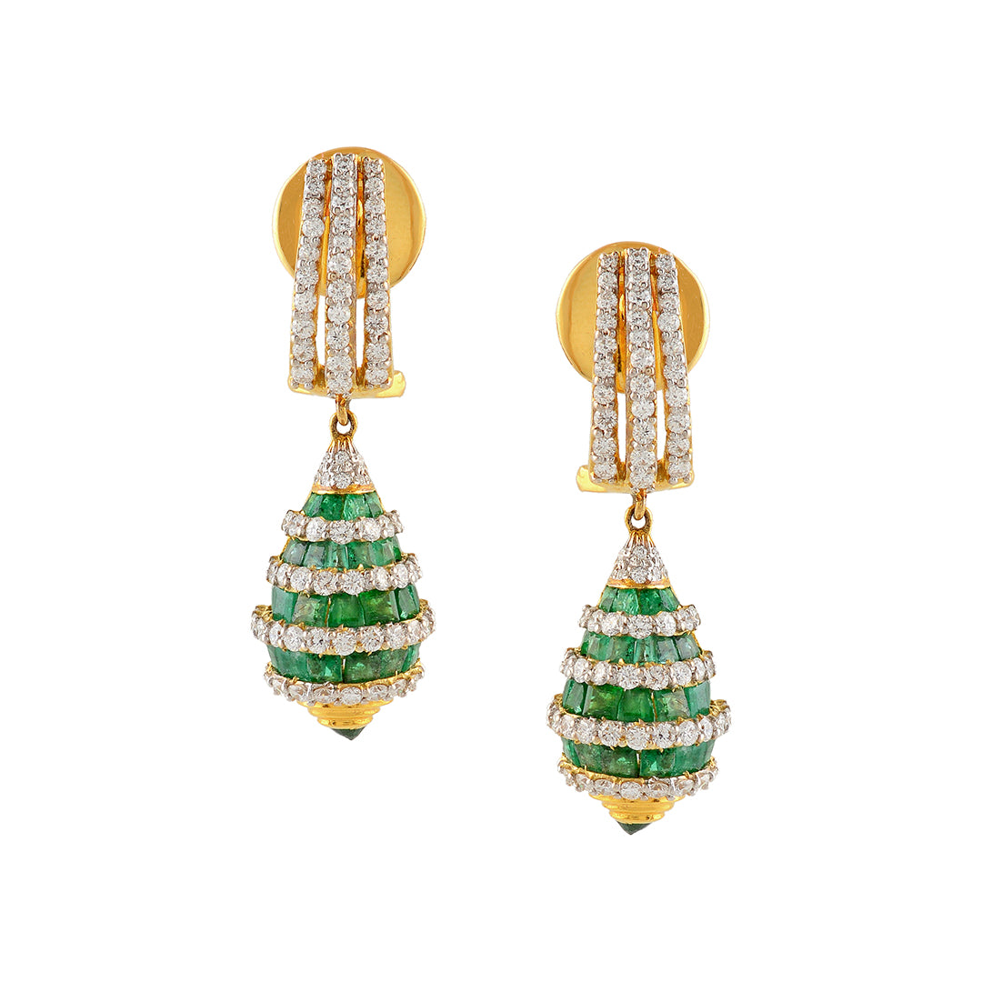 Conch Motif Diamond Earrings - Krishna Jewellers Pearls and Gems