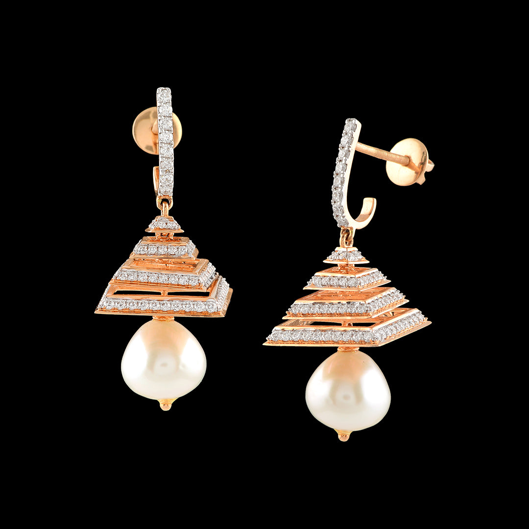 Pyramid   Diamond Earrings - Krishna Jewellers Pearls and Gems