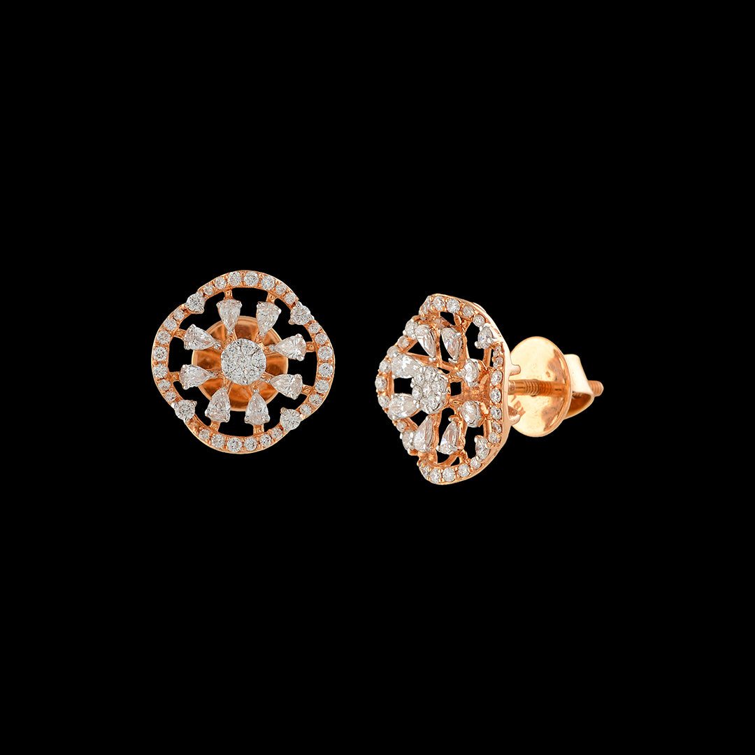 Triacle incribed Diamond Earrings - Krishna Jewellers Pearls and Gems