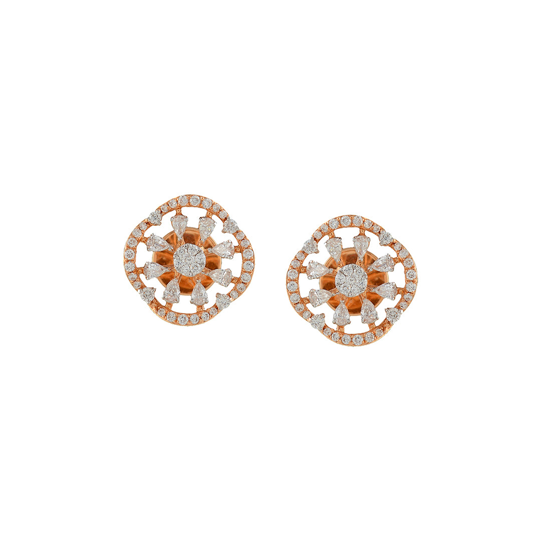 Triacle incribed Diamond Earrings - Krishna Jewellers Pearls and Gems