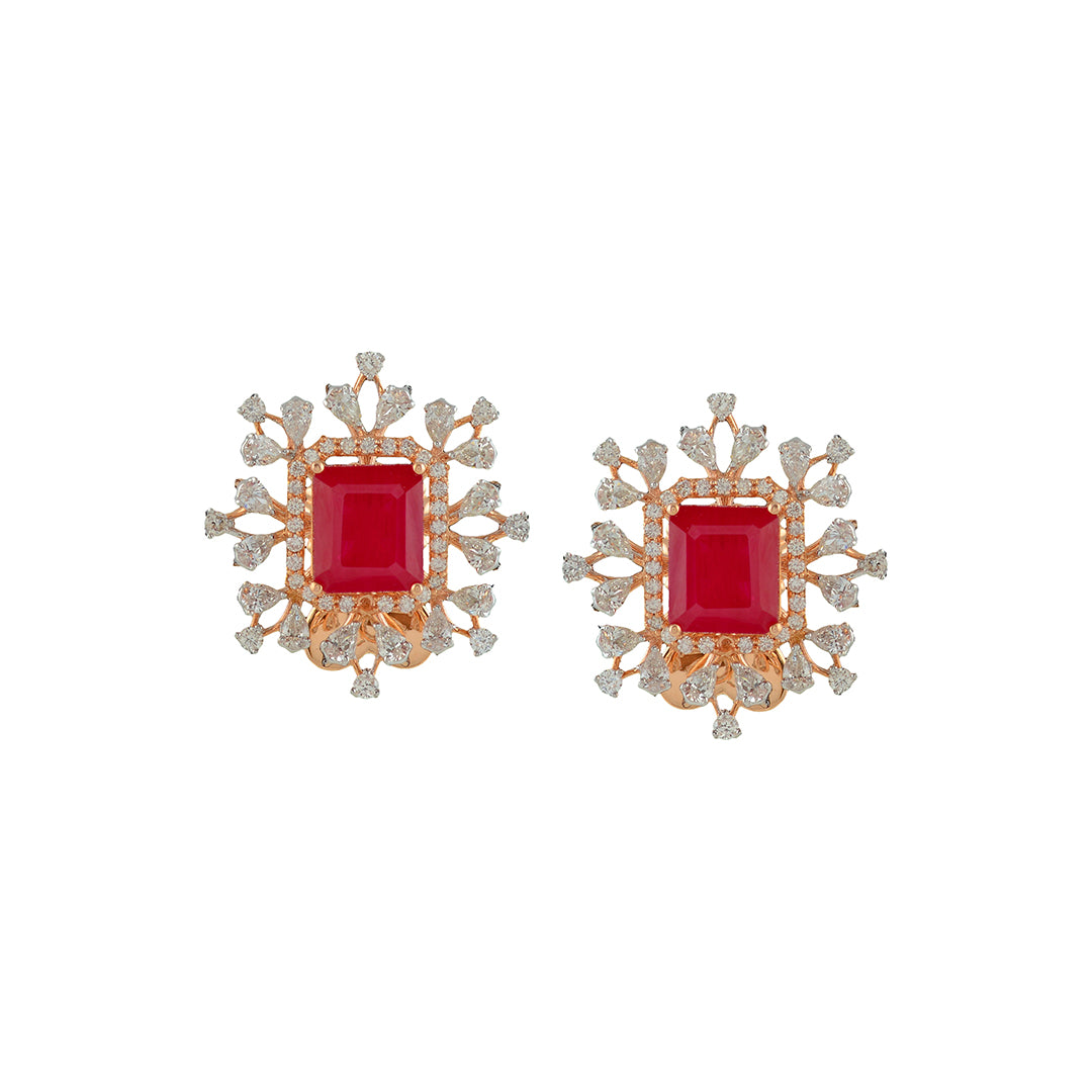 Flowery Square Diamond Earrings - Krishna Jewellers Pearls and Gems