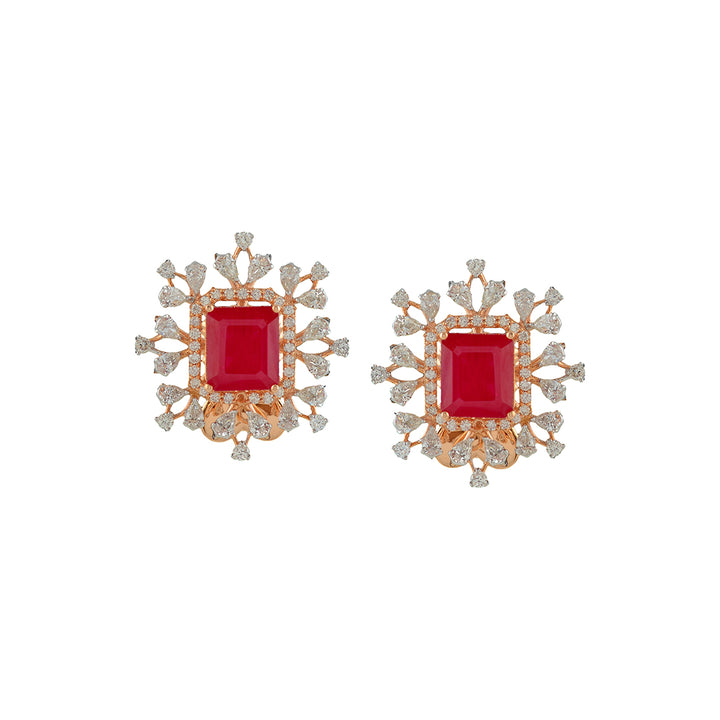 Flowery Square Diamond Earrings - Krishna Jewellers Pearls and Gems