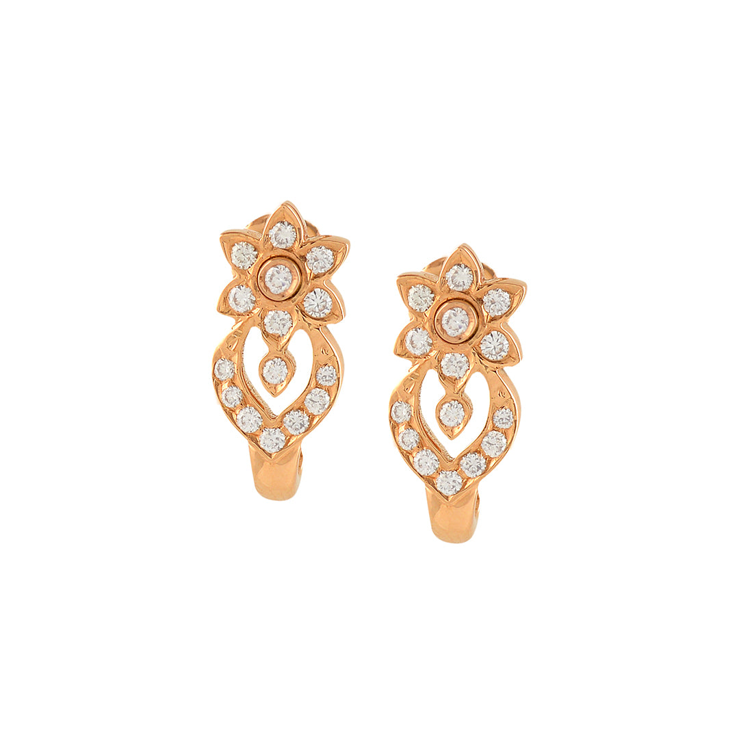 Flower Cum Leaf Diamond Stud Earrings - Krishna Jewellers Pearls and Gems