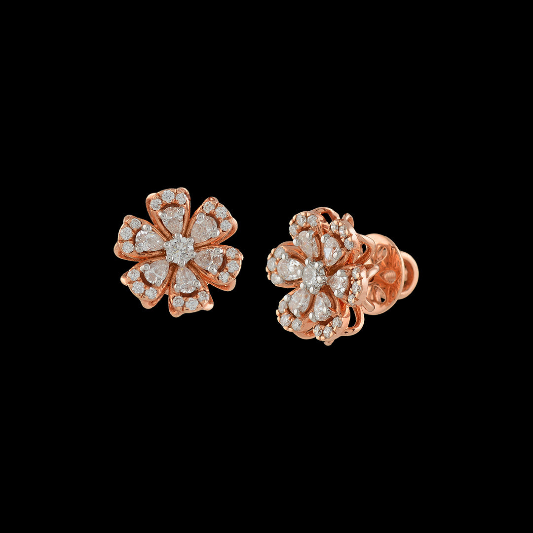 Flower Diamond Studs - Krishna Jewellers Pearls and Gems