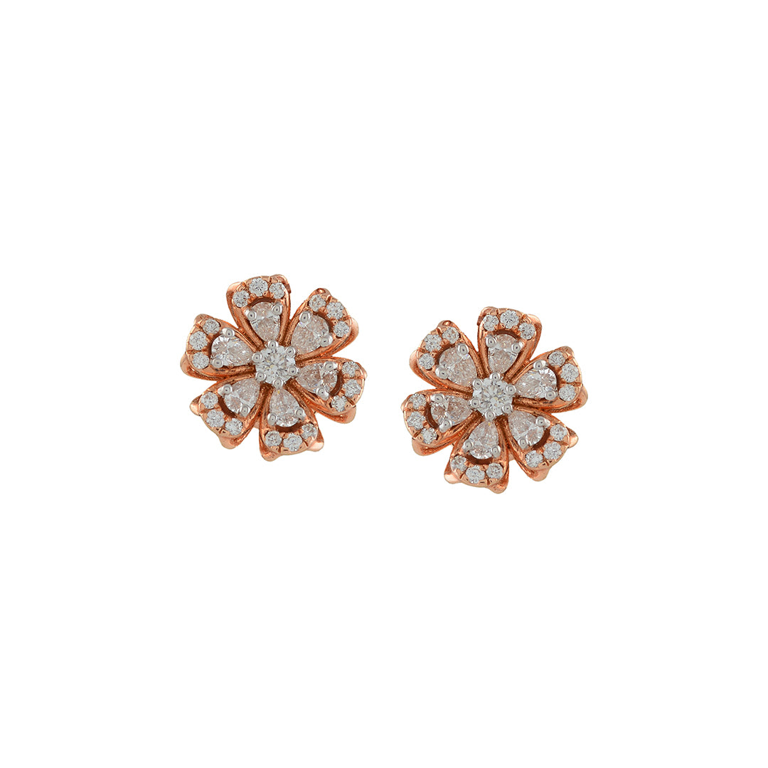 Flower Diamond Studs - Krishna Jewellers Pearls and Gems