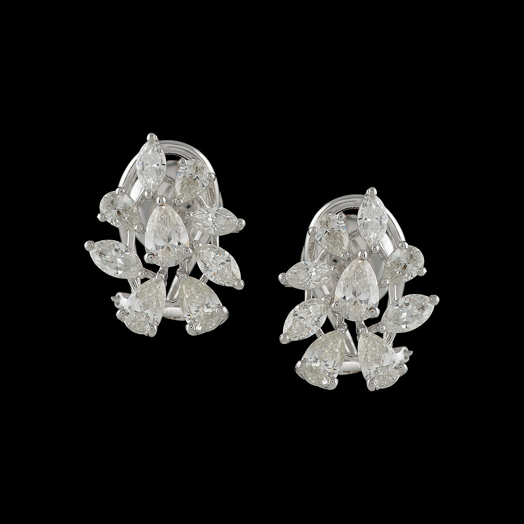 Pear Shape Cluster Diamond Earrings - Krishna Jewellers Pearls and Gems