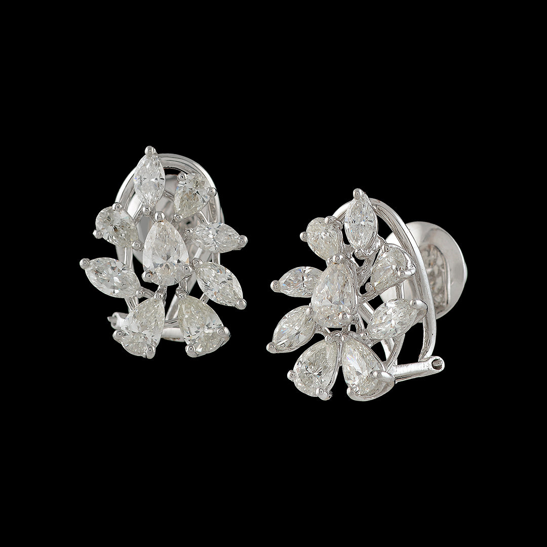 Pear Shape Cluster Diamond Earrings - Krishna Jewellers Pearls and Gems