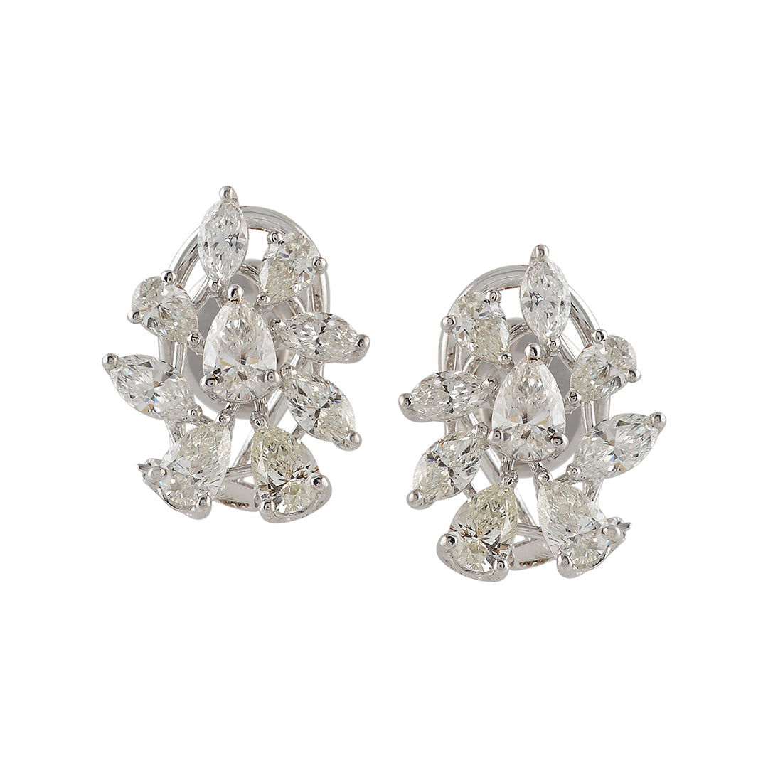 Pear Shape Cluster Diamond Earrings - Krishna Jewellers Pearls and Gems