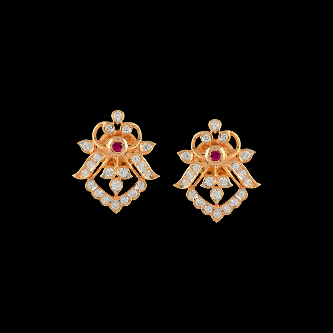 Butterfly Diamond Earrings Stud - Krishna Jewellers Pearls and Gems