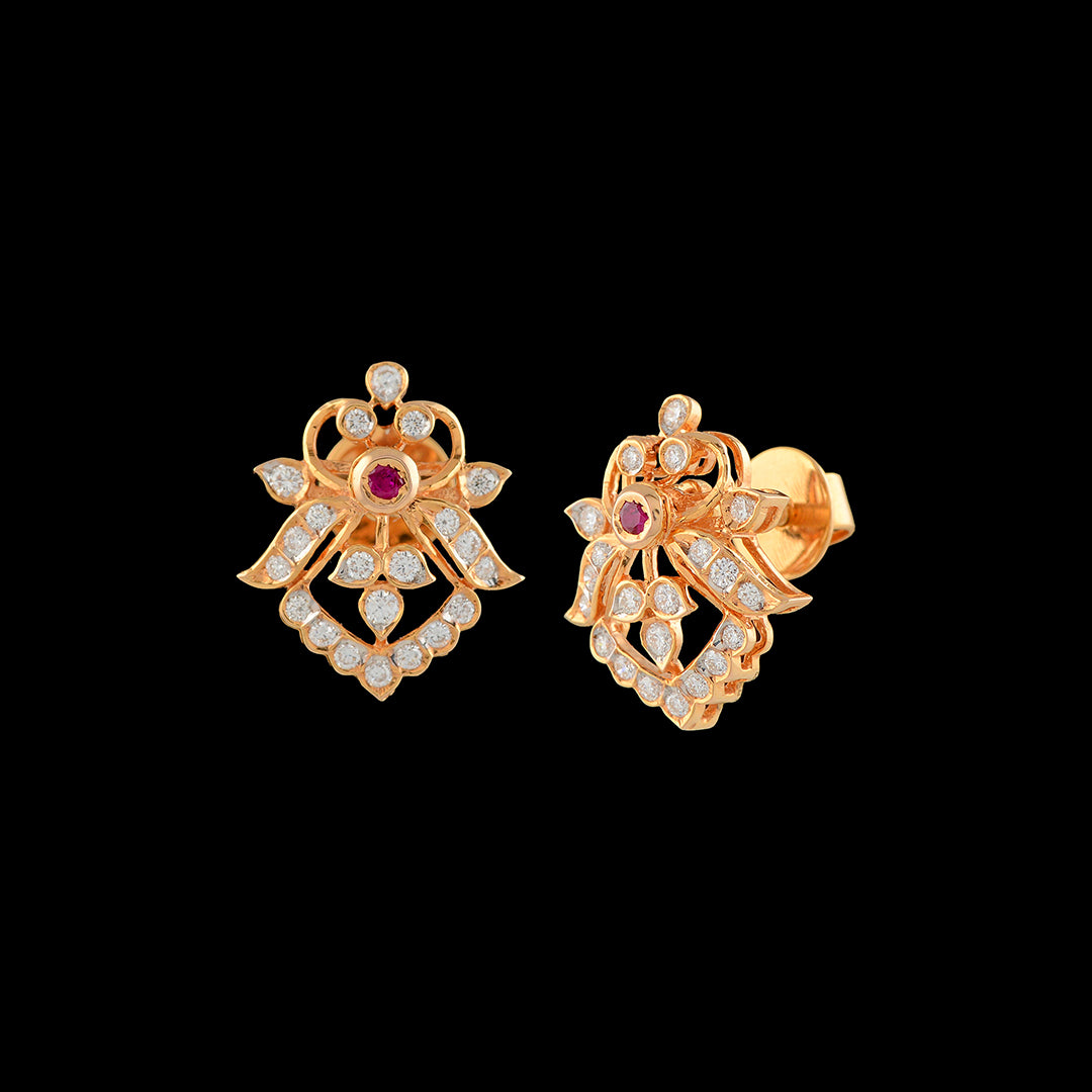 Butterfly Diamond Earrings Stud - Krishna Jewellers Pearls and Gems