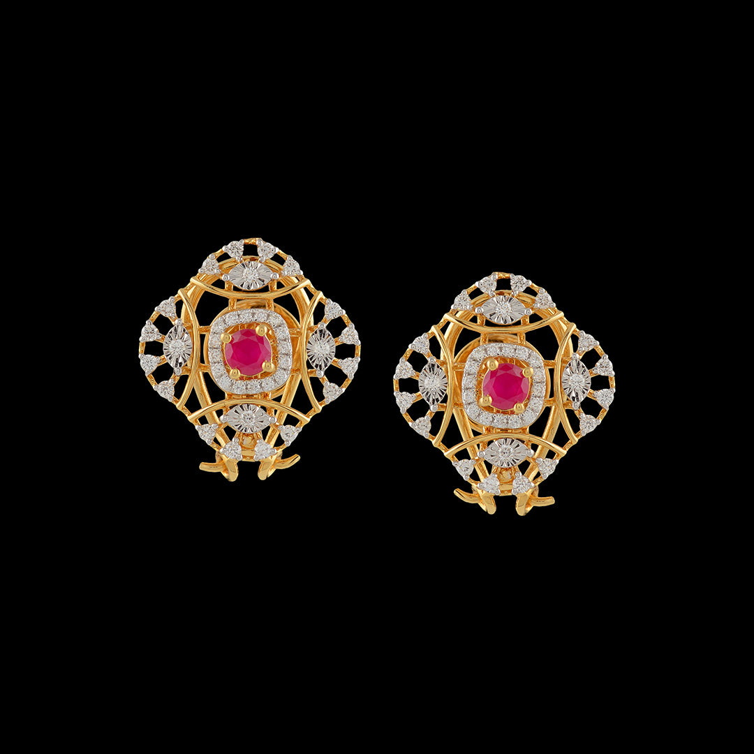 Square Diamond Stud Earrings - Krishna Jewellers Pearls and Gems