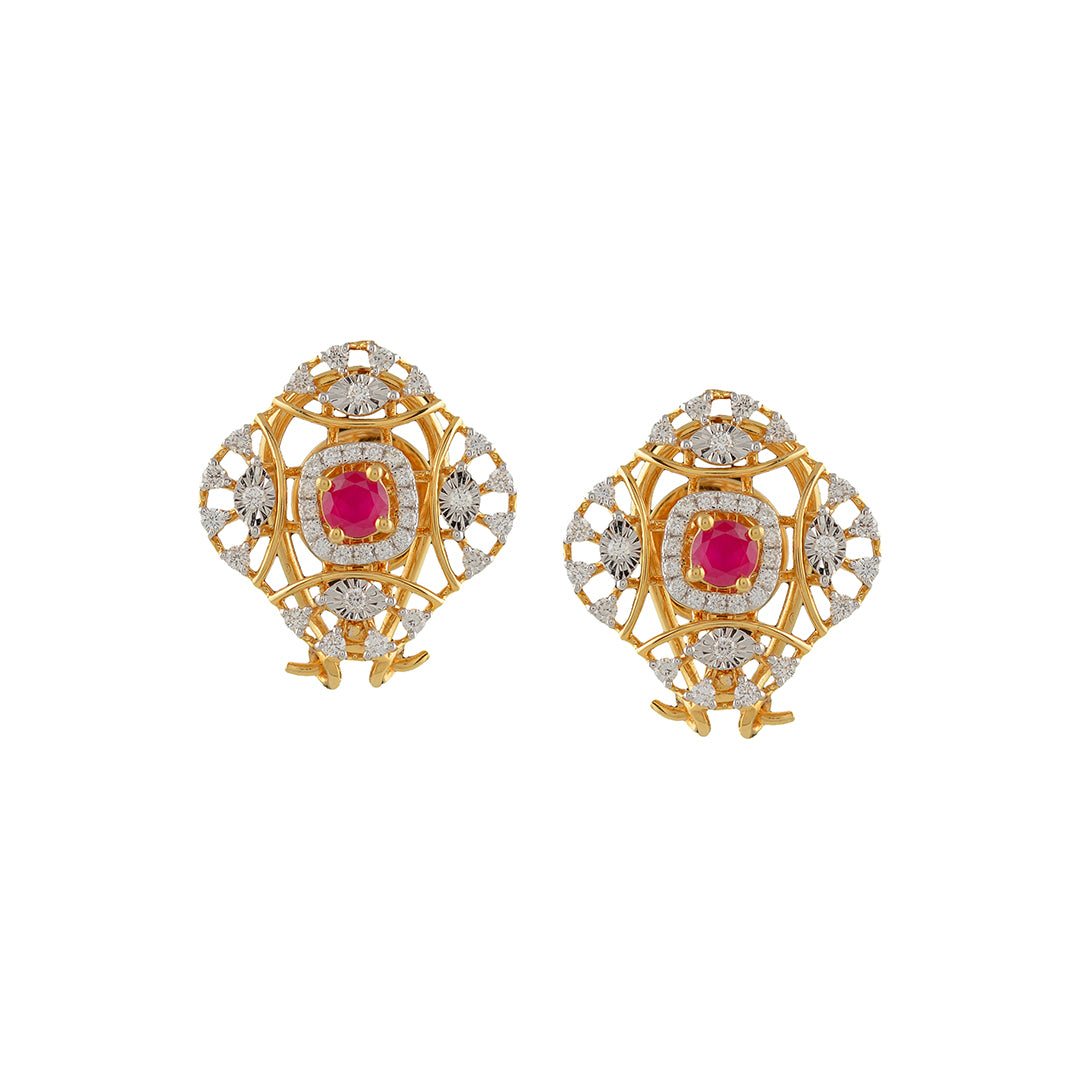 Square Diamond Stud Earrings - Krishna Jewellers Pearls and Gems