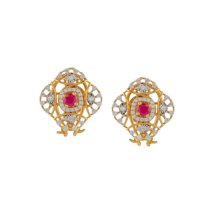 Square Diamond Stud Earrings - Krishna Jewellers Pearls and Gems