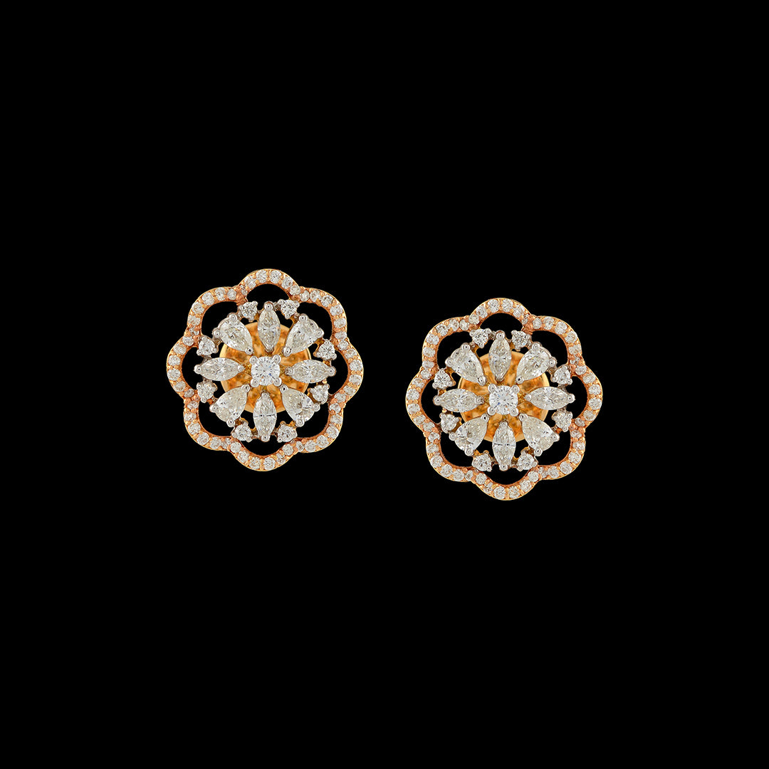 Posy Diamond Studs - Krishna Jewellers Pearls and Gems