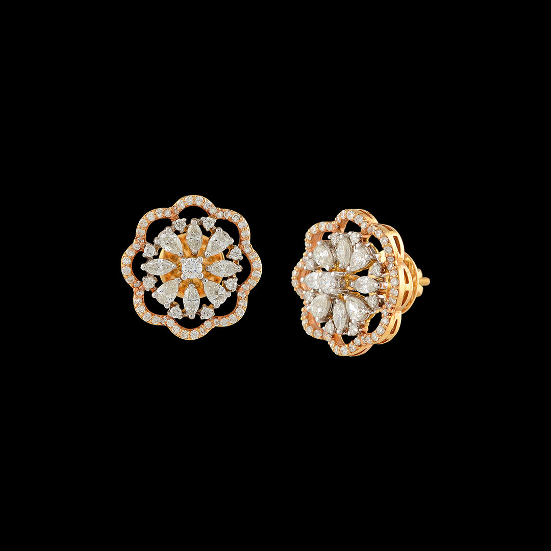 Posy Diamond Studs - Krishna Jewellers Pearls and Gems