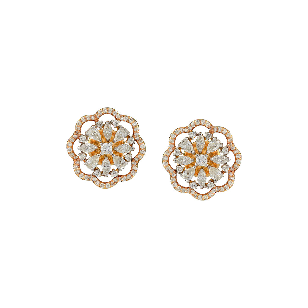 Posy Diamond Studs - Krishna Jewellers Pearls and Gems