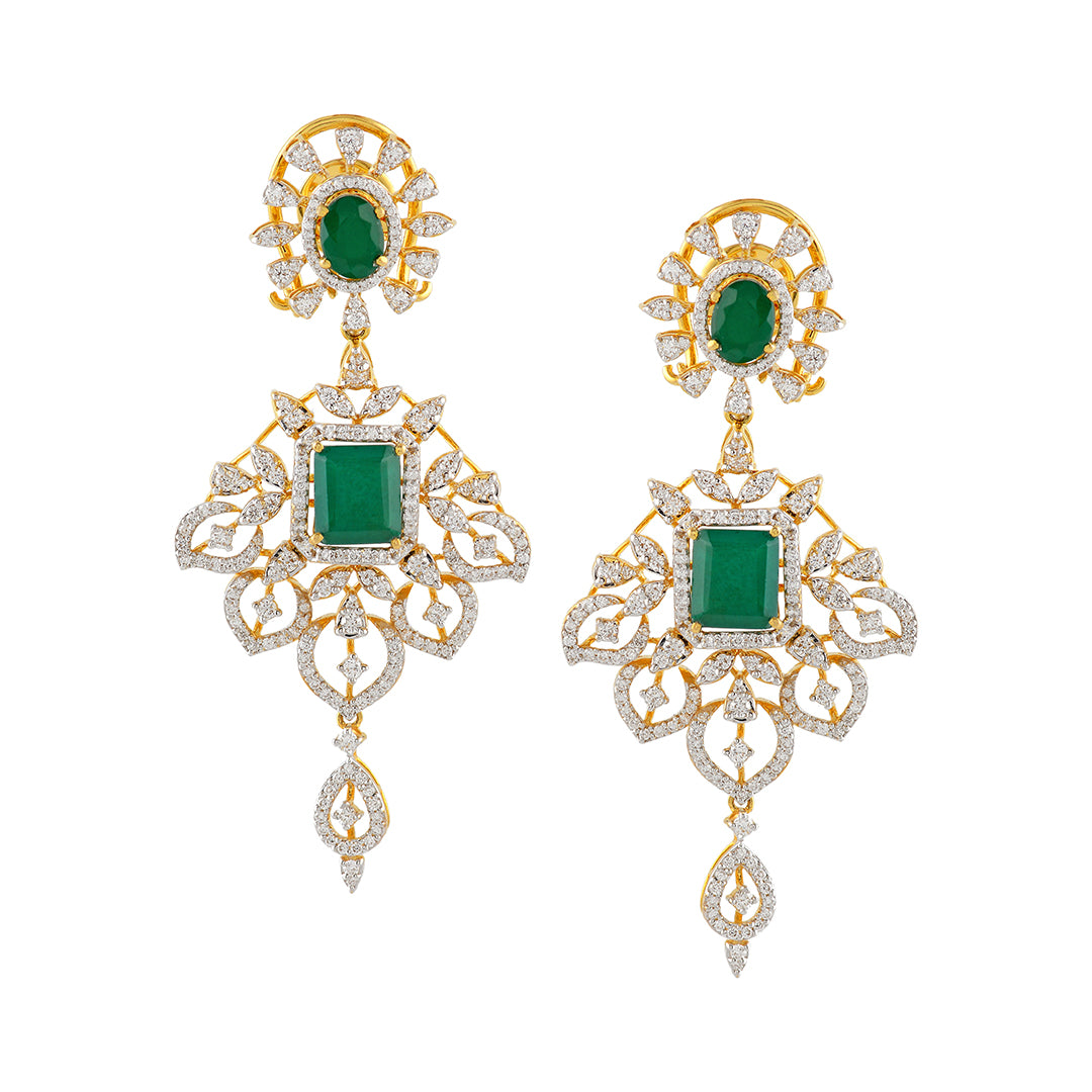 Magical Floral Daimond  Earrings - Krishna Jewellers Pearls and Gems