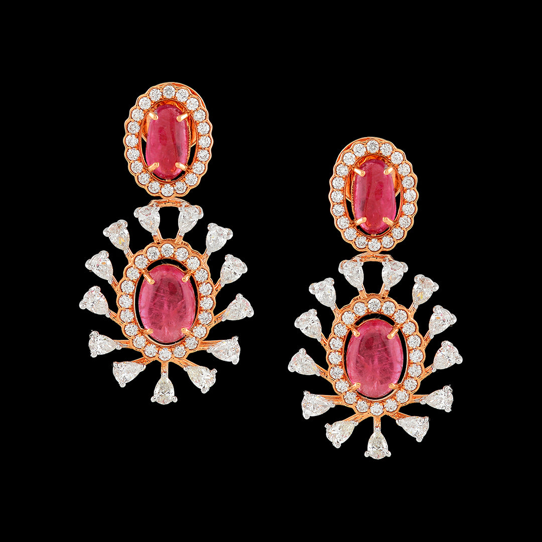 Flower Motif Diamond Stud Earrings - Krishna Jewellers Pearls and Gems