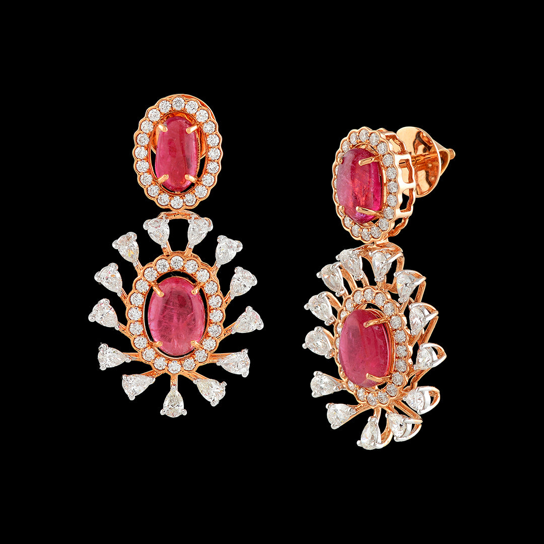 Flower Motif Diamond Stud Earrings - Krishna Jewellers Pearls and Gems