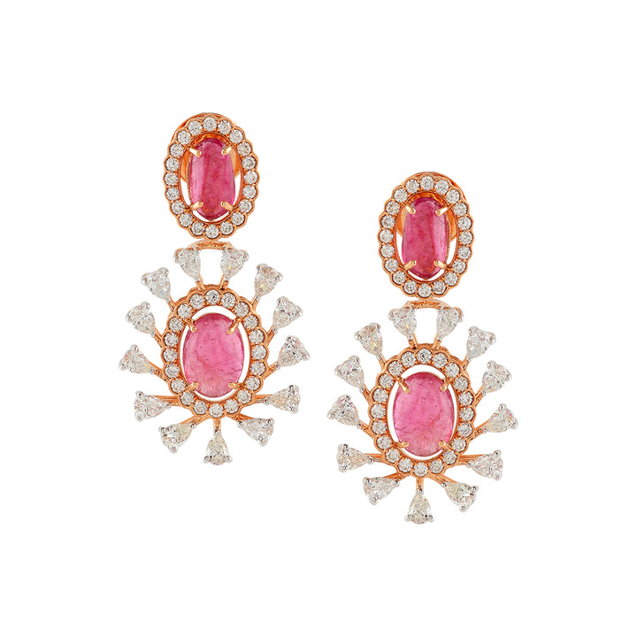 Flower Motif Diamond Stud Earrings - Krishna Jewellers Pearls and Gems
