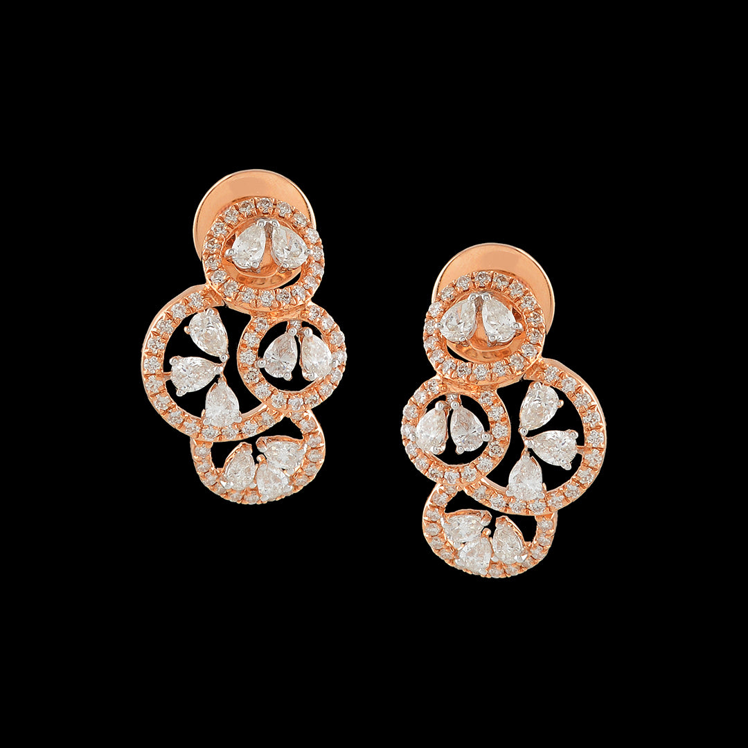 Multi Flower Diamond Stud Earrings - Krishna Jewellers Pearls and Gems