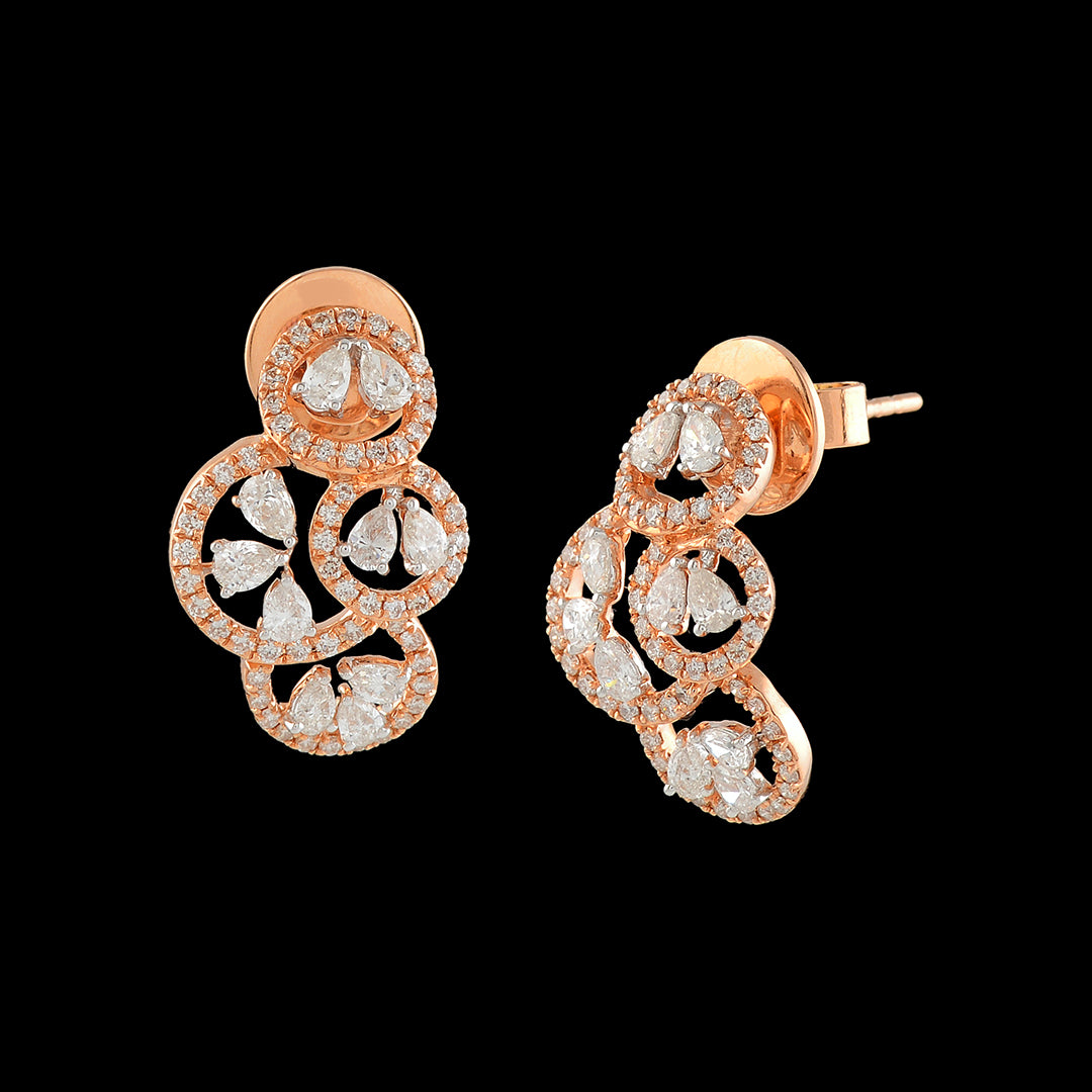 Multi Flower Diamond Stud Earrings - Krishna Jewellers Pearls and Gems