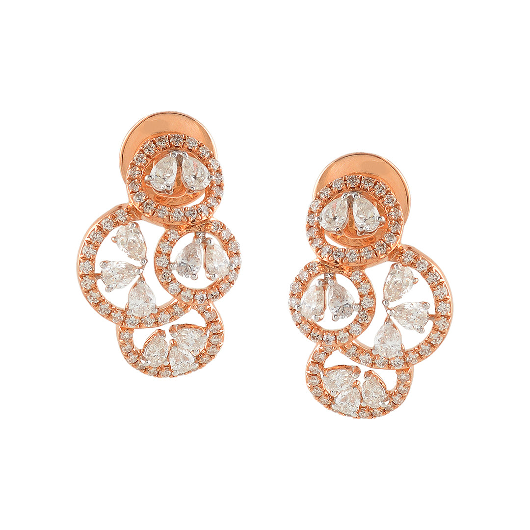 Multi Flower Diamond Stud Earrings - Krishna Jewellers Pearls and Gems