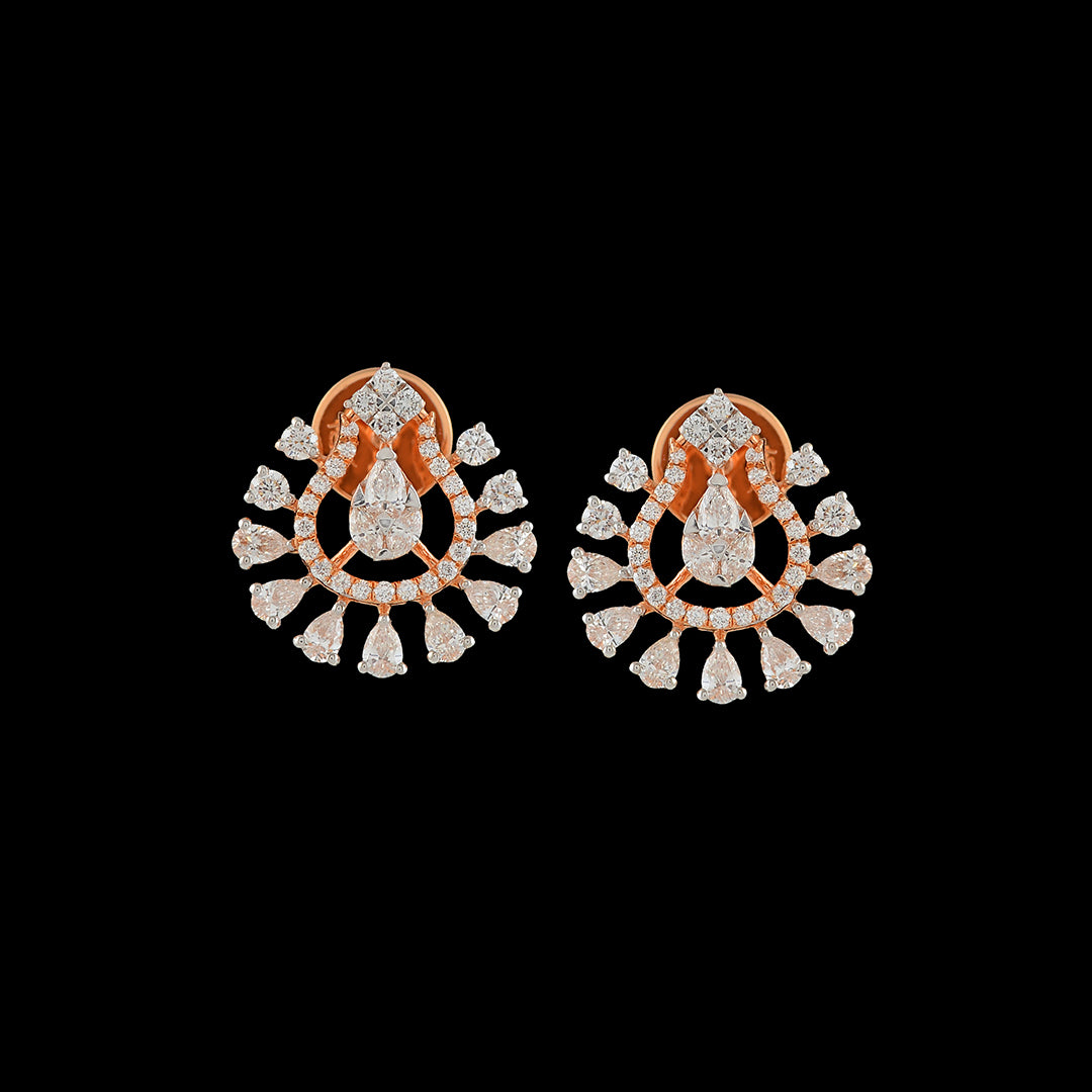 Flower Drops Diamond Earrings - Krishna Jewellers Pearls and Gems