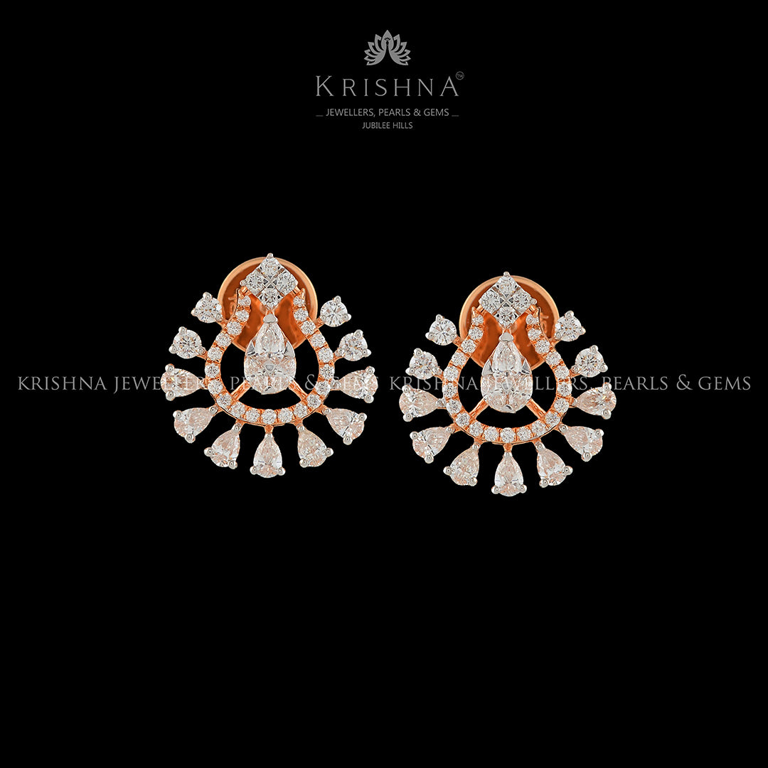 Flower Drops Diamond Earrings - Krishna Jewellers Pearls and Gems