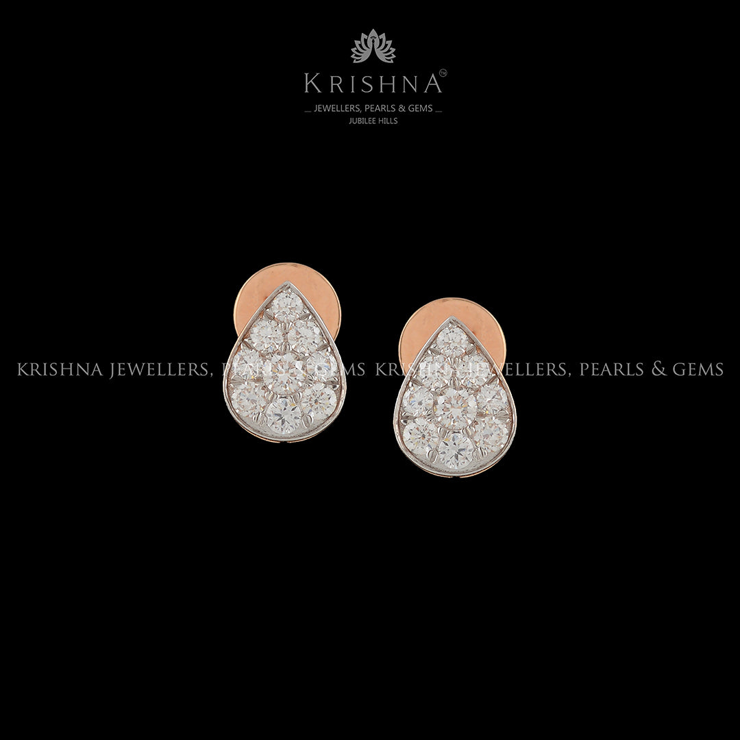 Teardrop Shape Diamond Earrings - Krishna Jewellers Pearls and Gems