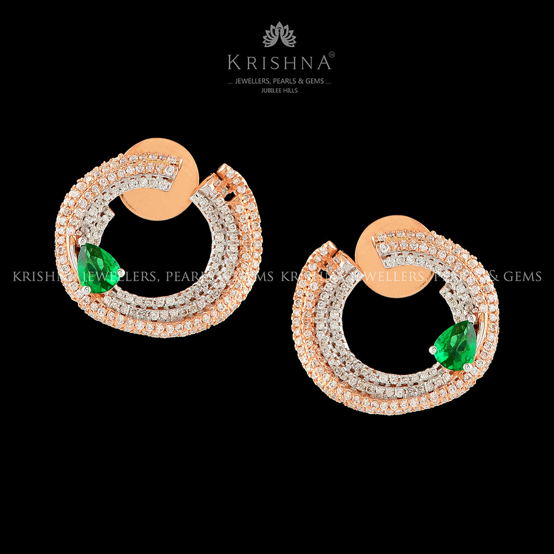 Open Curve Diamond Earrings - Krishna Jewellers Pearls and Gems
