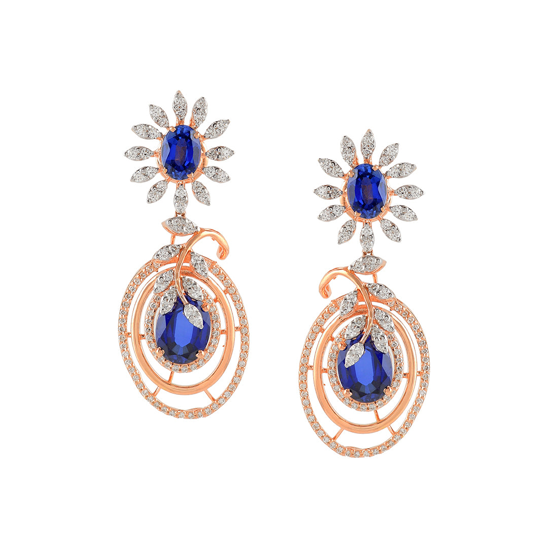 Flower and Multicircle Diamond Earrings - Krishna Jewellers Pearls and Gems