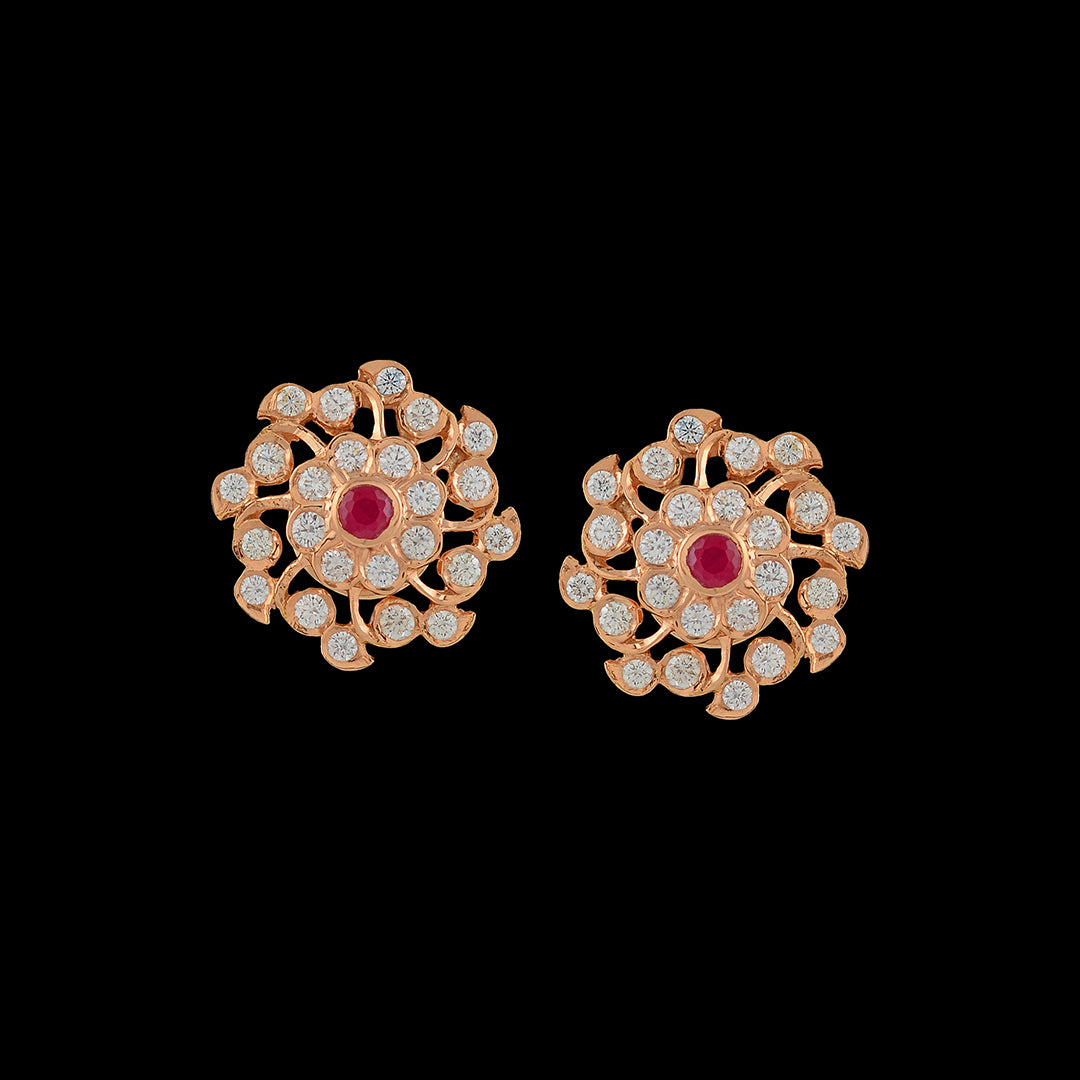 Swirly Flower Diamond Studs - Krishna Jewellers Pearls and Gems