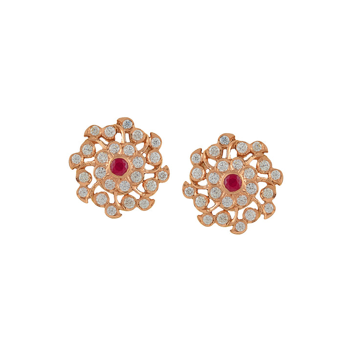 Swirly Flower Diamond Studs - Krishna Jewellers Pearls and Gems