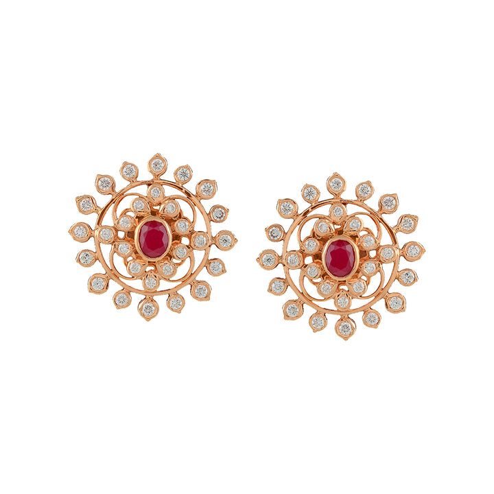 Flower Diamond Studs Earrings - Krishna Jewellers Pearls and Gems