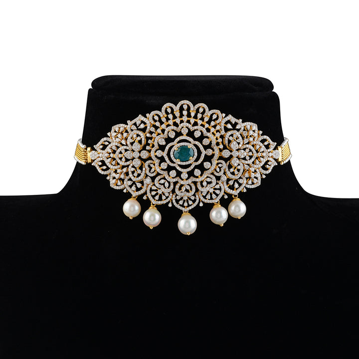 Diamond  Bajuband In Floral Design - Krishna Jewellers Pearls and Gems