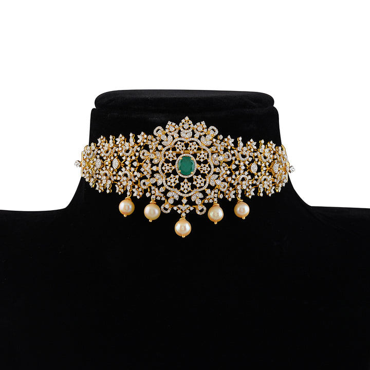 Diamond  Bajuband In Floral Motif - Krishna Jewellers Pearls and Gems