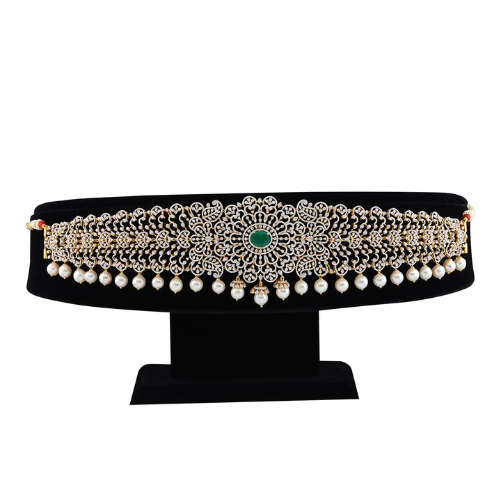 Prettyish Diamond Vaddanam With Pearls - Krishna Jewellers Pearls and Gems