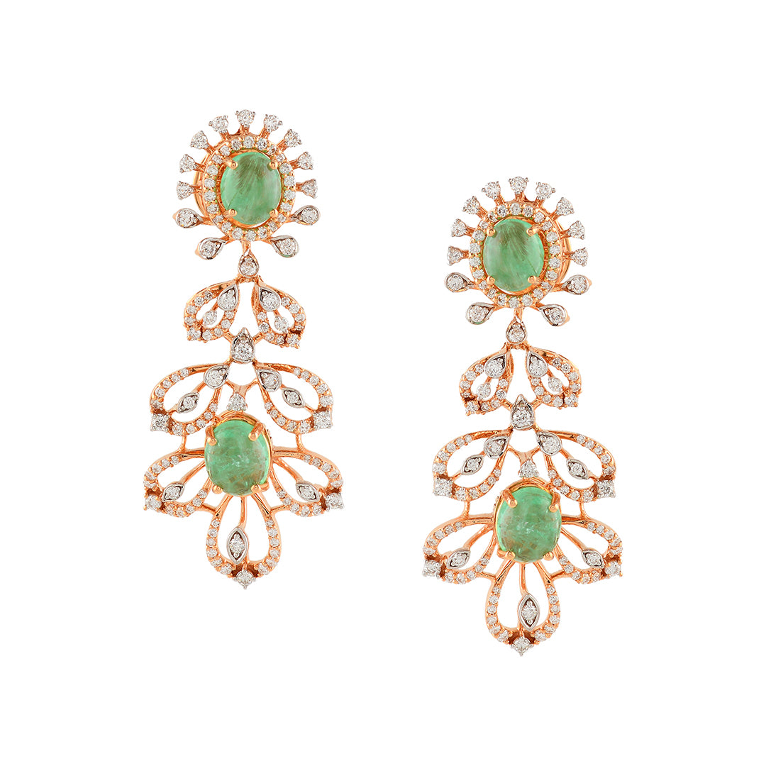Flower and Leaf Diamond Earrings - Krishna Jewellers Pearls and Gems