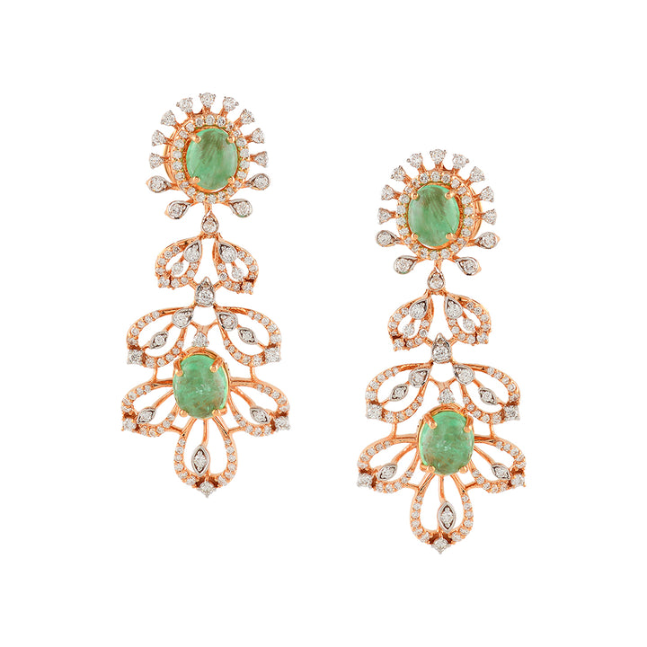 Flower and Leaf Diamond Earrings - Krishna Jewellers Pearls and Gems