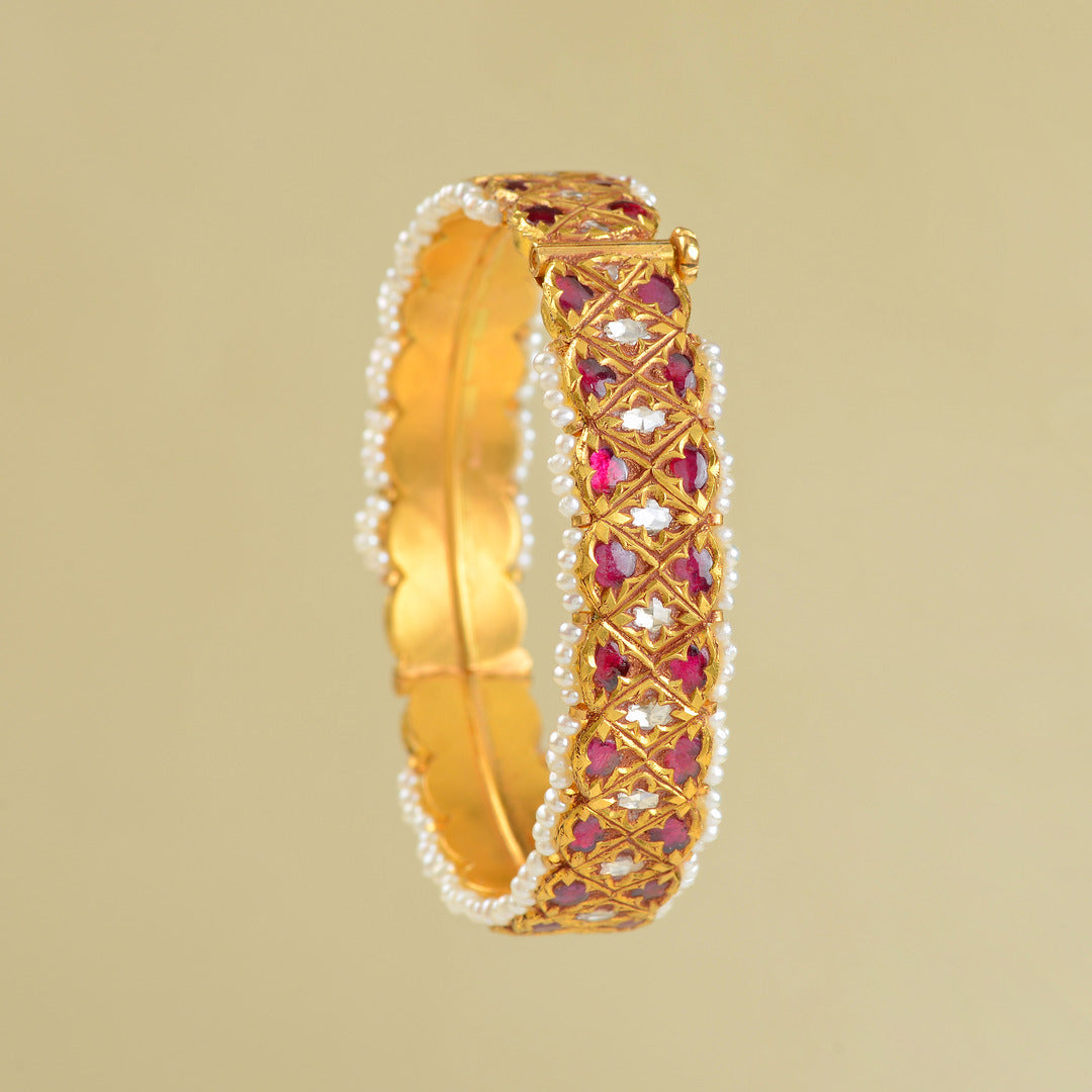 22k gold kundan pearl bangles - Krishna Jewellers Pearls and Gems