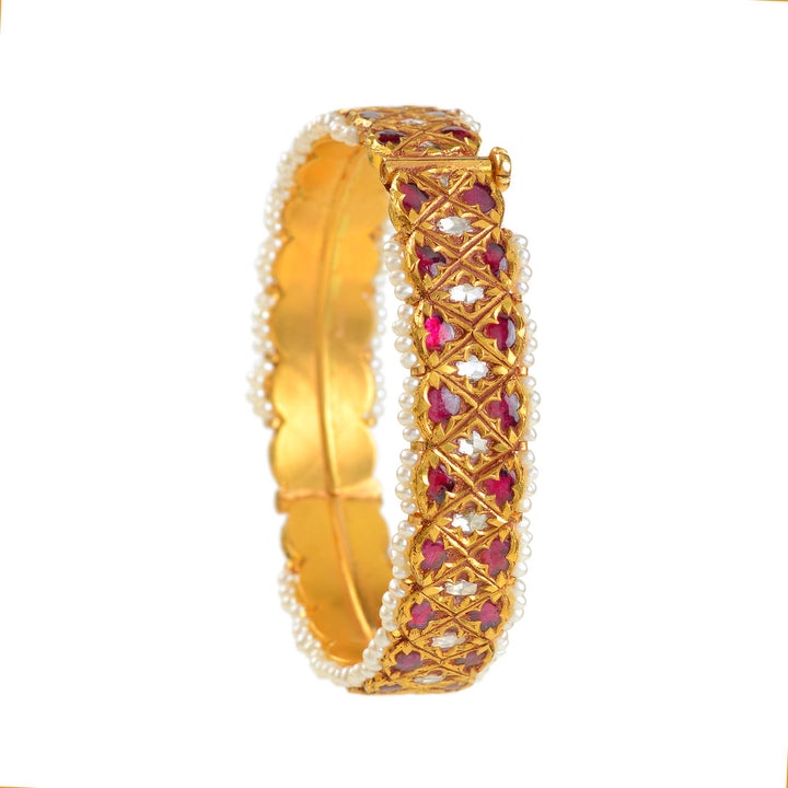 22k gold kundan pearl bangles - Krishna Jewellers Pearls and Gems
