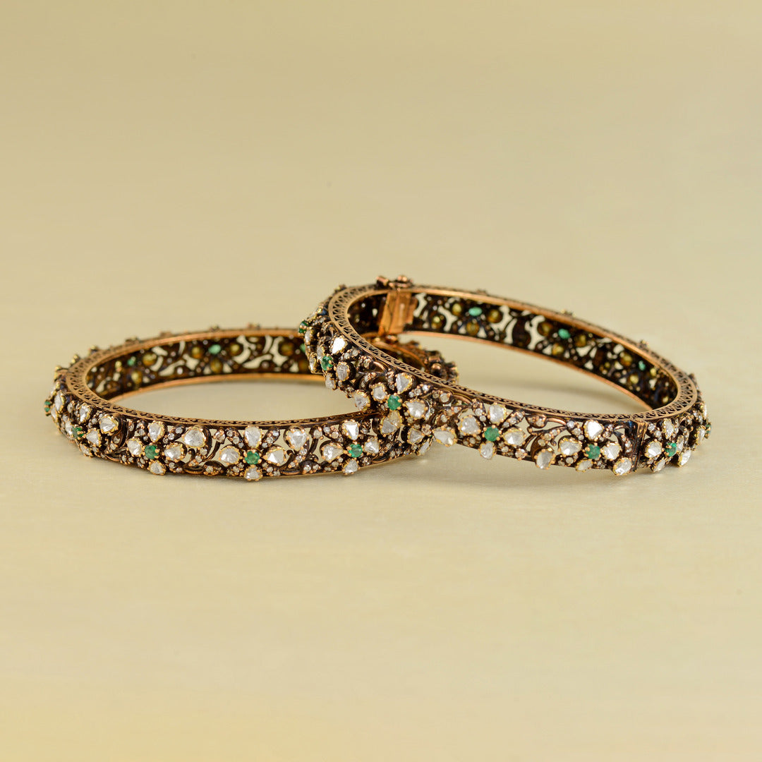 Victorian Gold Polki Bangles - Krishna Jewellers Pearls and Gems