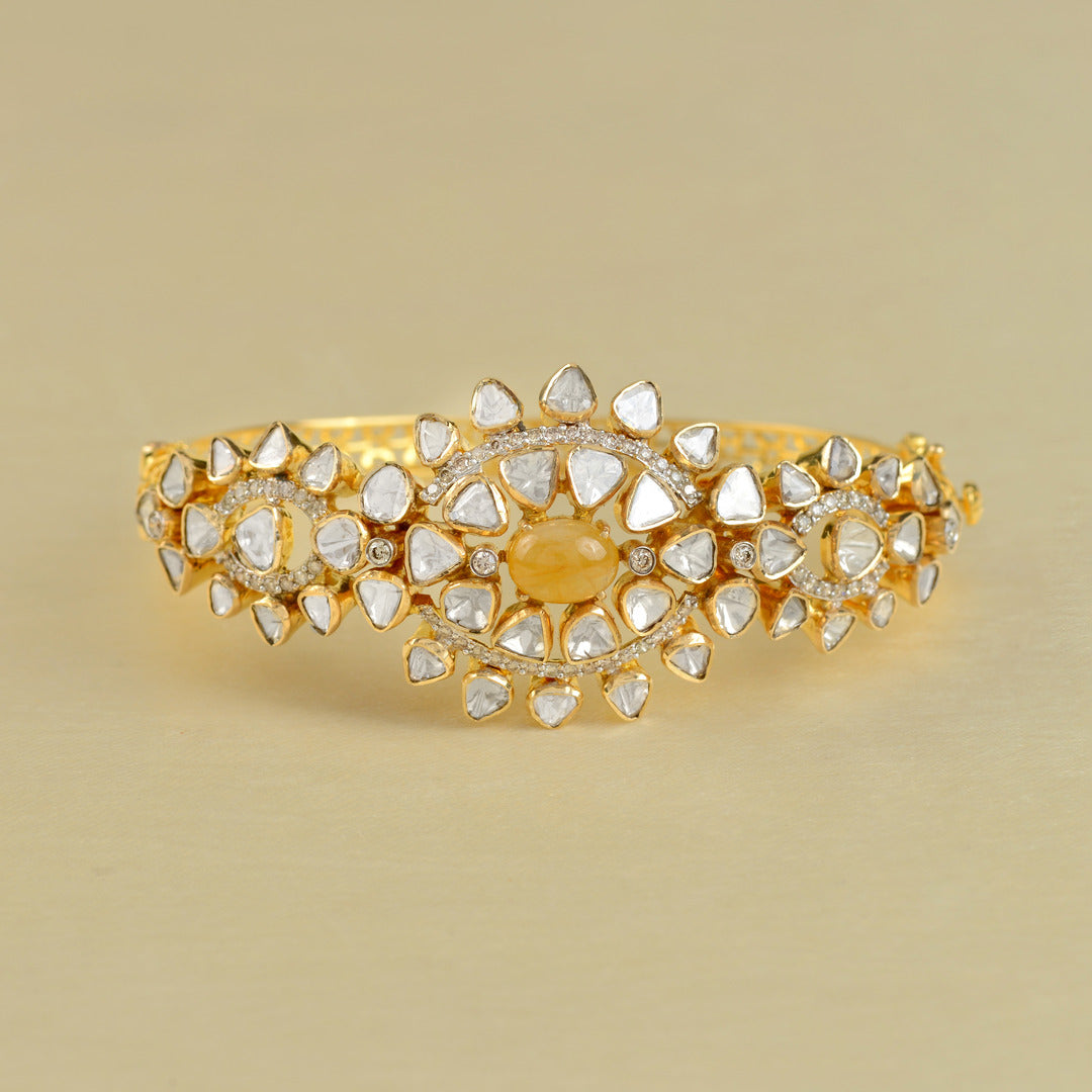 Gold Yellow Sapphire Polki Bracelet - Krishna Jewellers Pearls and Gems