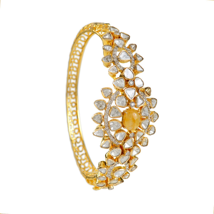 Gold Yellow Sapphire Polki Bracelet - Krishna Jewellers Pearls and Gems