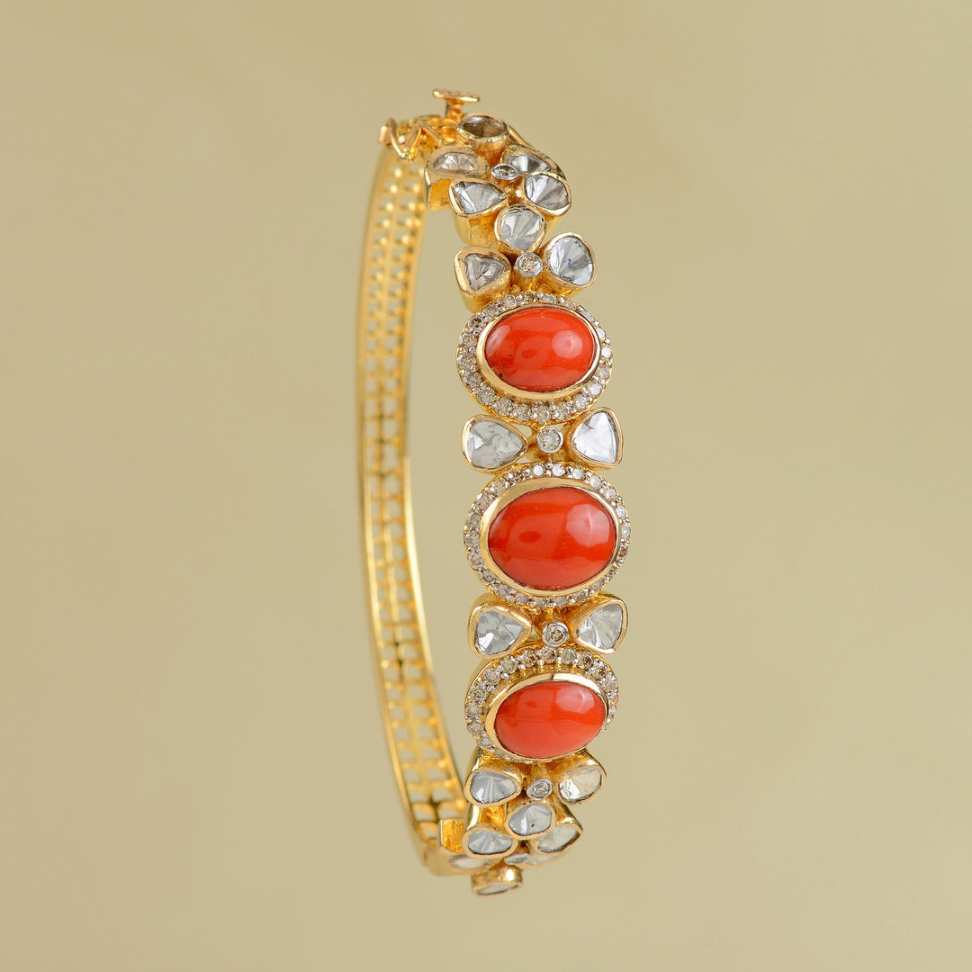 Gold Coral Polki Bracelet - Krishna Jewellers Pearls and Gems