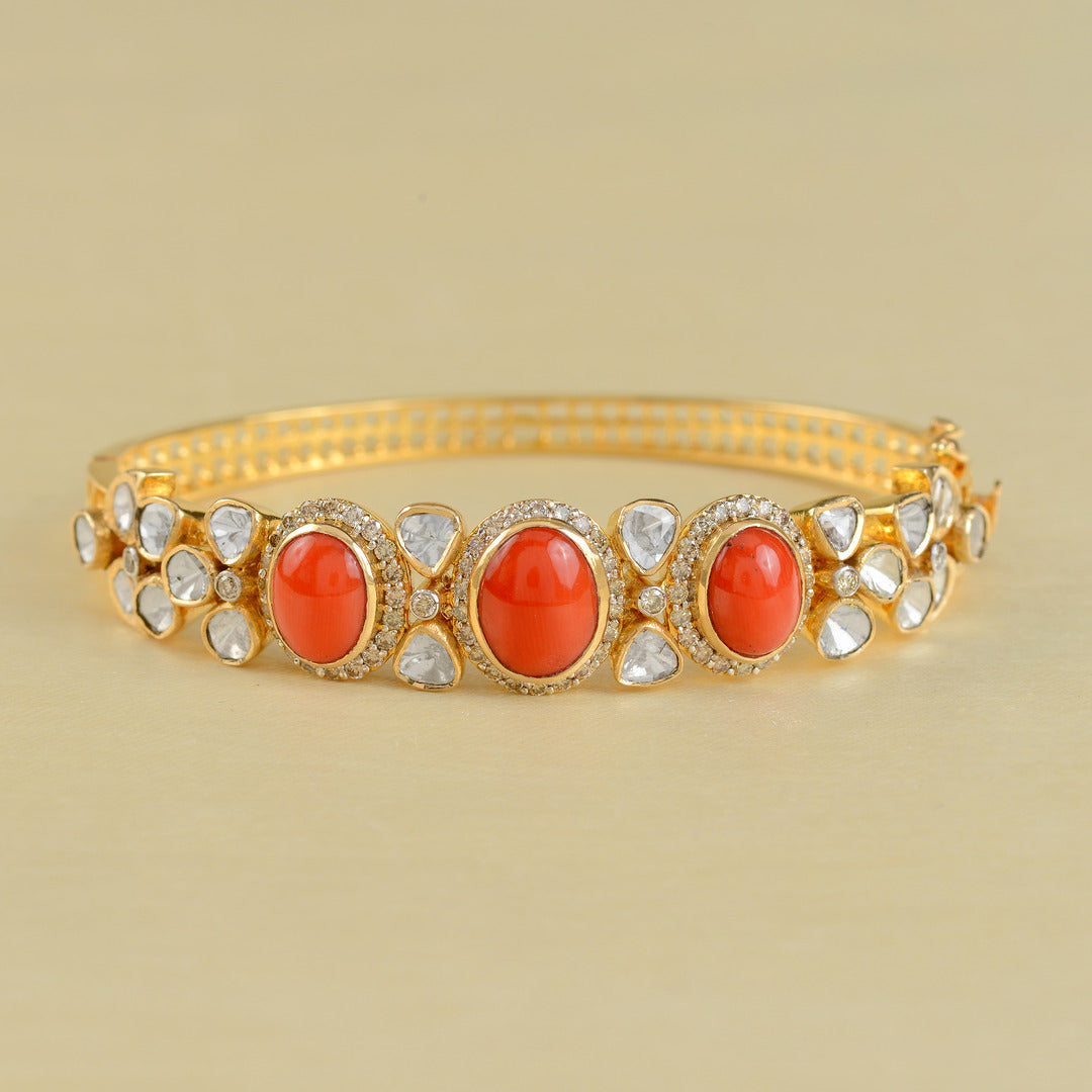 Gold Coral Polki Bracelet - Krishna Jewellers Pearls and Gems