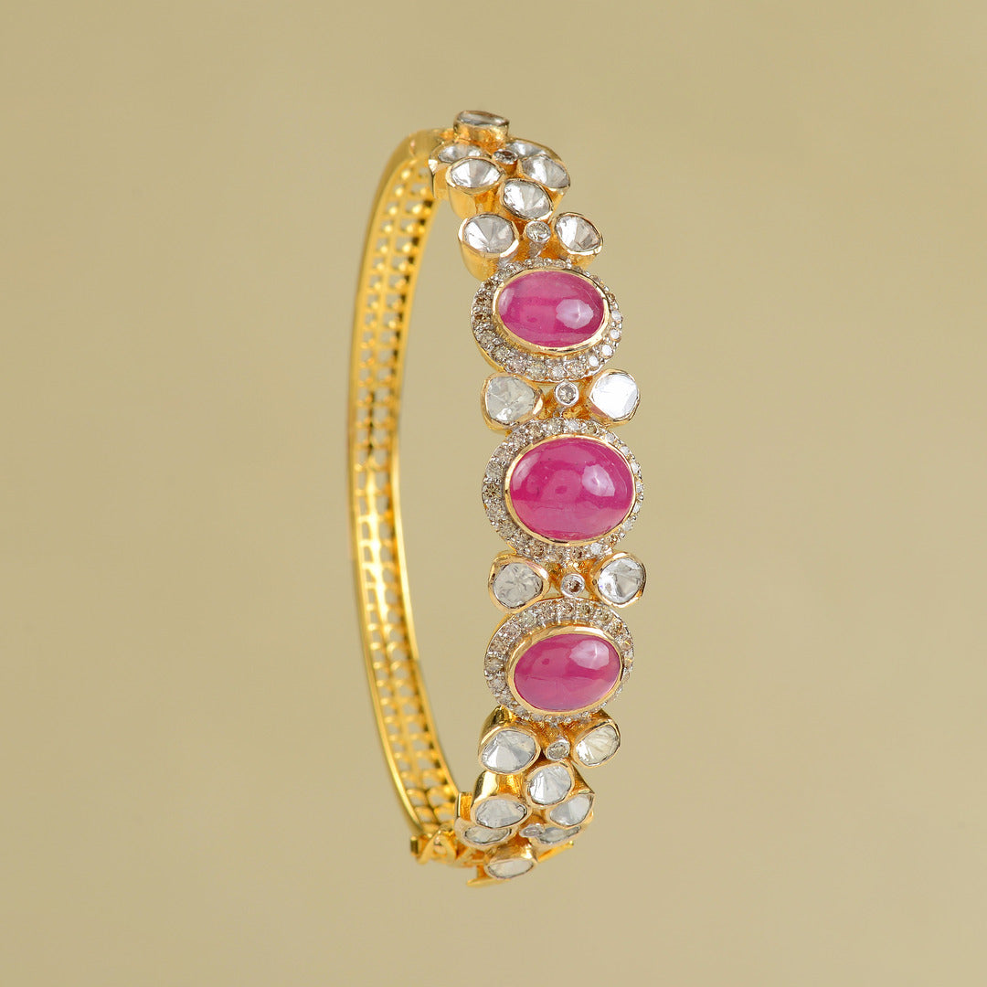 Gold Ruby Polki Bracelet - Krishna Jewellers Pearls and Gems