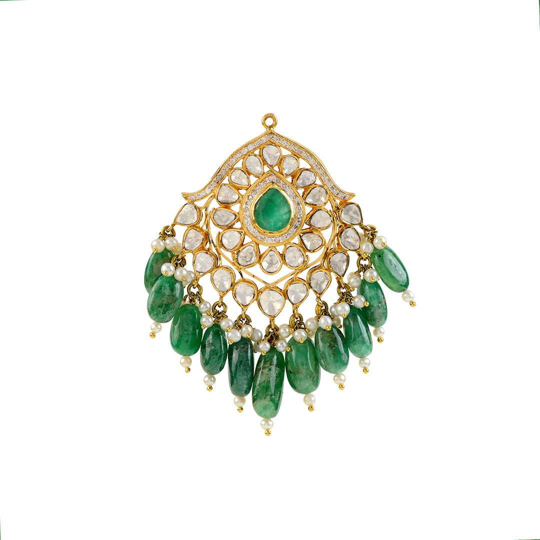 18k Gold Polki Mangtika - Krishna Jewellers Pearls and Gems