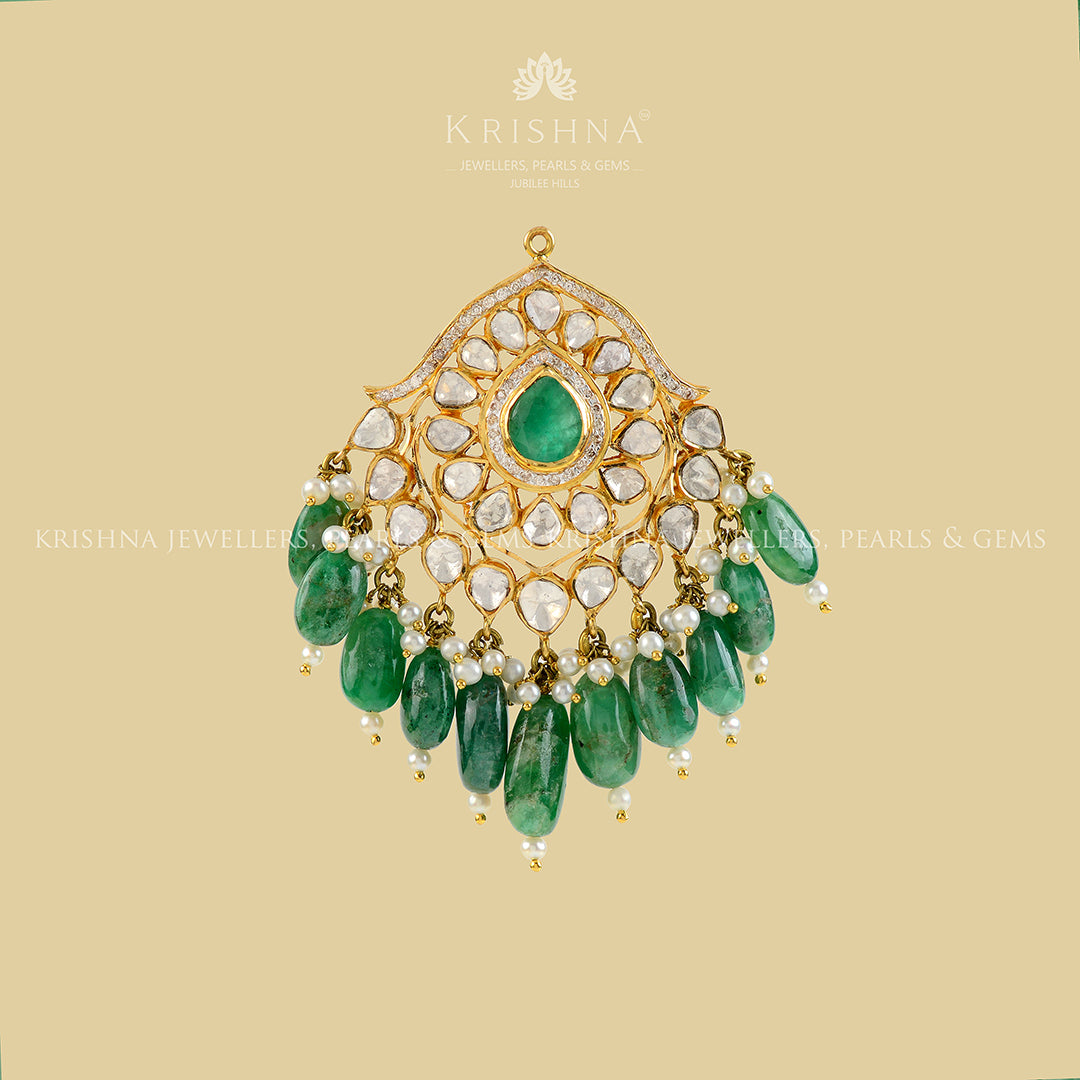 18k Gold Polki Mangtika - Krishna Jewellers Pearls and Gems